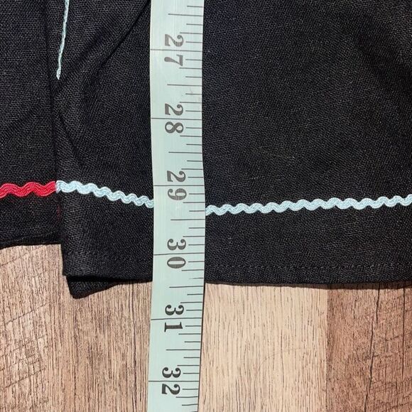 Saint Tropez West Womens Embroidered Lined Linen Blend Flare Skirt Black‎ Size 8 - Picture 10 of 10